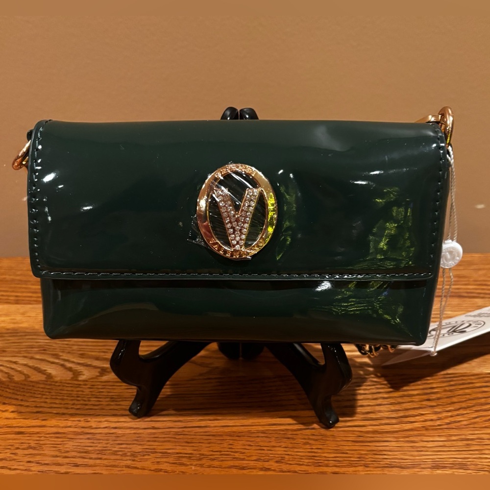 NWT VALENTINO ORLANDI Patent Leather Green Crossbody Bag.